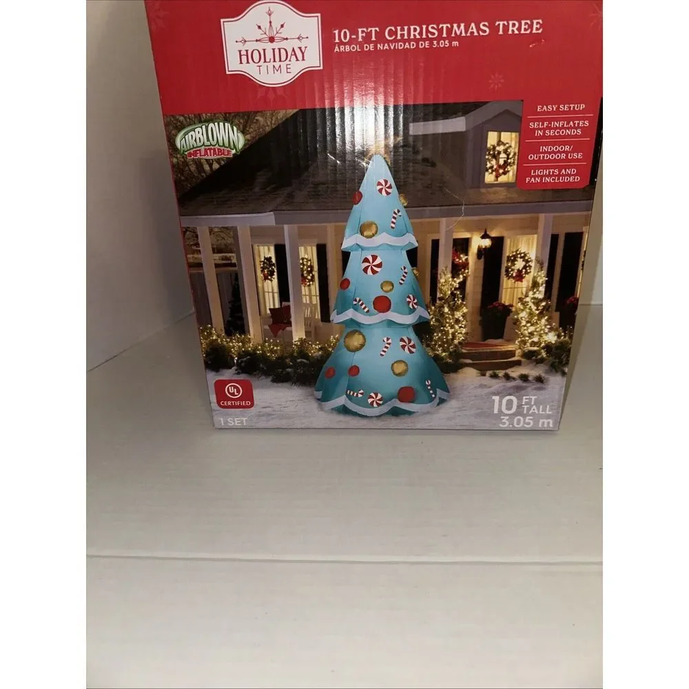 Holiday Time Inflatable Christmas Tree Airblown Lighted Yard Inflatable 10' Tall